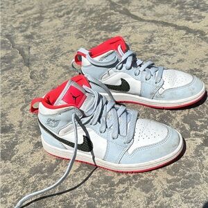 Air Jordan 1 Mid Half Blue Black White Red Shoes CU2802-400